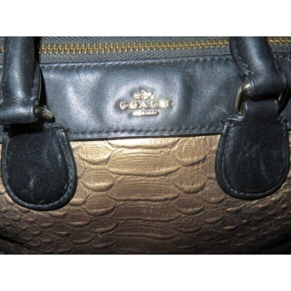Coach 2015  Mini Rowan Baby Bennett Metallic Gold Python Leather Crossbody - Picture 9 of 12